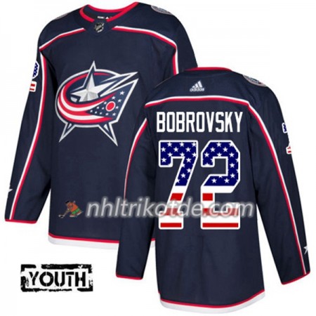 Blue Jackets Trikot Sergei Bobrovsky 72 Adidas 2017-2018 Marineblau USA Flag Fashion Authentic - Kinder